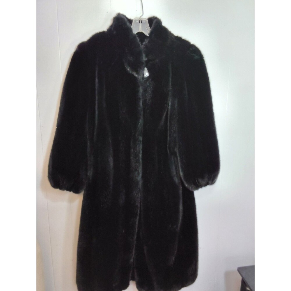 Hand Made Beautiful Tissavel France Soft Faux Fur Maxi Long Coat Sz M/L Black